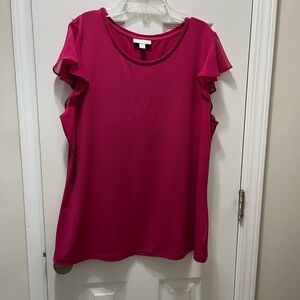 Charter Club Pink Ruffled Sleeveless Blouse